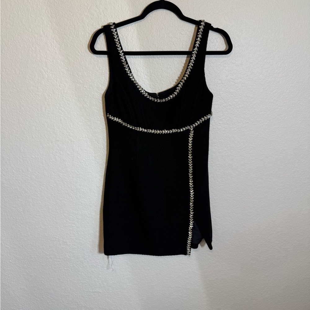 Self-Portrait Black textured wool Mini Dress - Picture 3 of 13